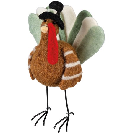 Standing Turkey Critter - Wool, Polyester, Wire, Plastic