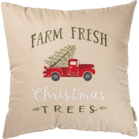 Farm Fresh Christmas Trees Pillow - Cotton, Linen, Zipper