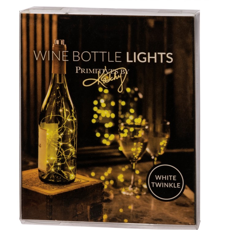 White Twinkle Wine Bottle Lights - Metal, Wire, Plastic, Lights