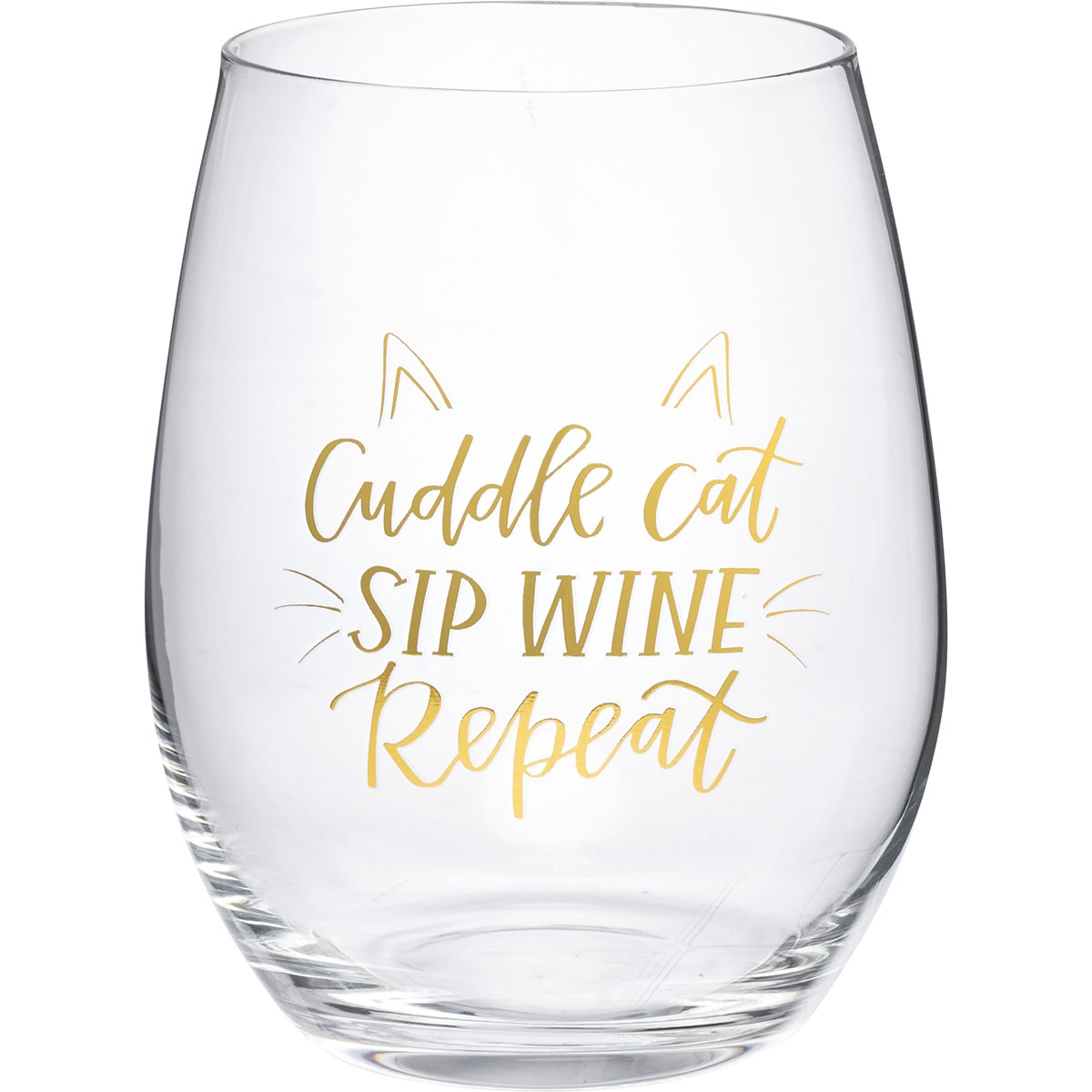 Cuddle Cat Sip Wine Repeat Wine Glass - Glass