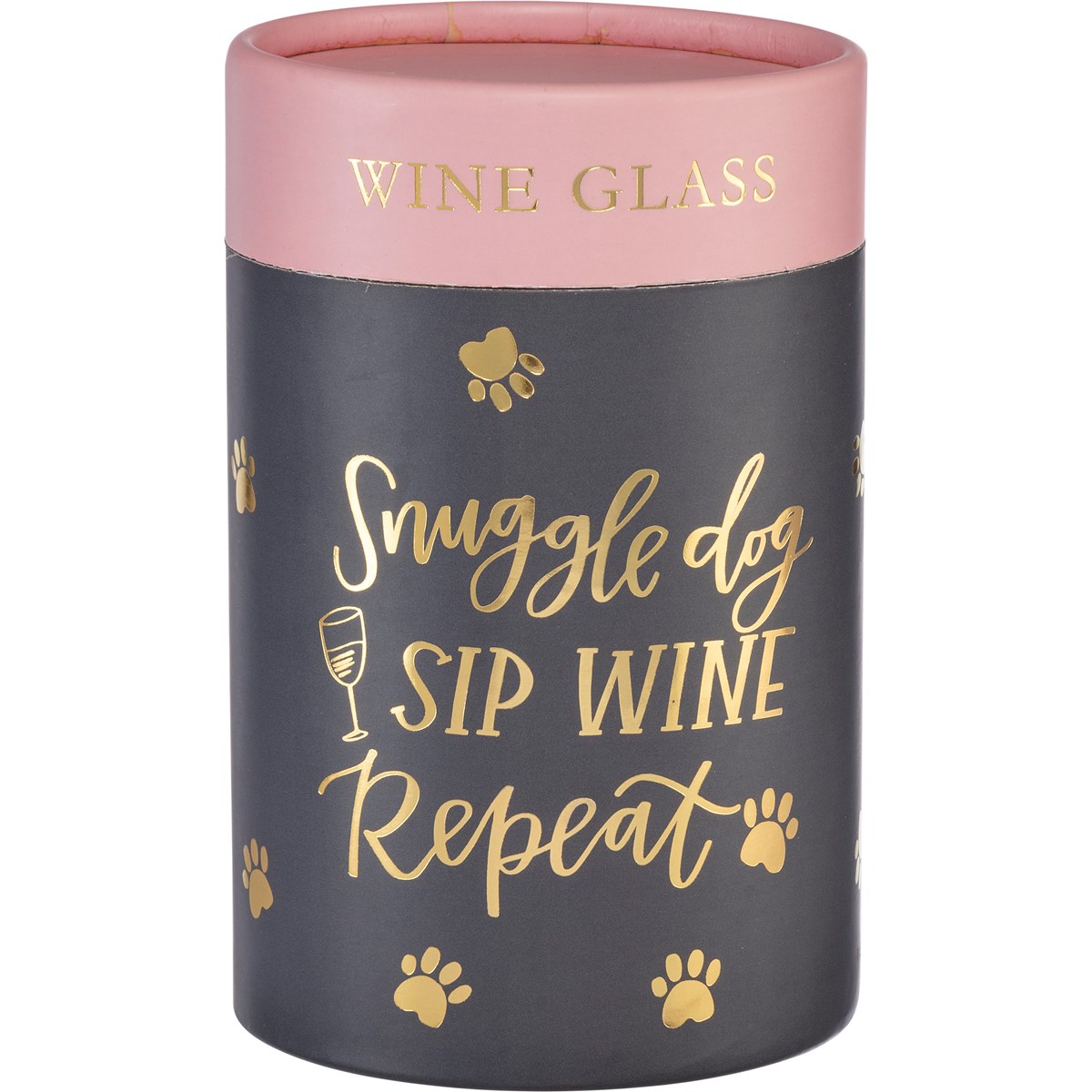 Wine Glass - Snuggle Dog Sip Wine Repeat - 15 oz. - Glass