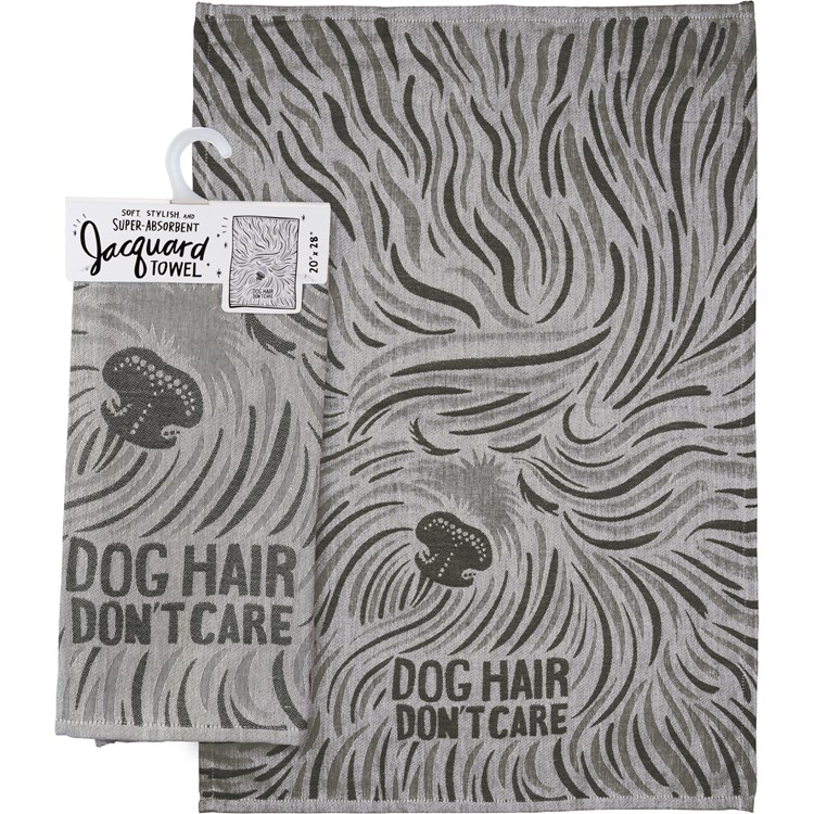 Dog Hair Don't Care Gray Kitchen Towel - Cotton
