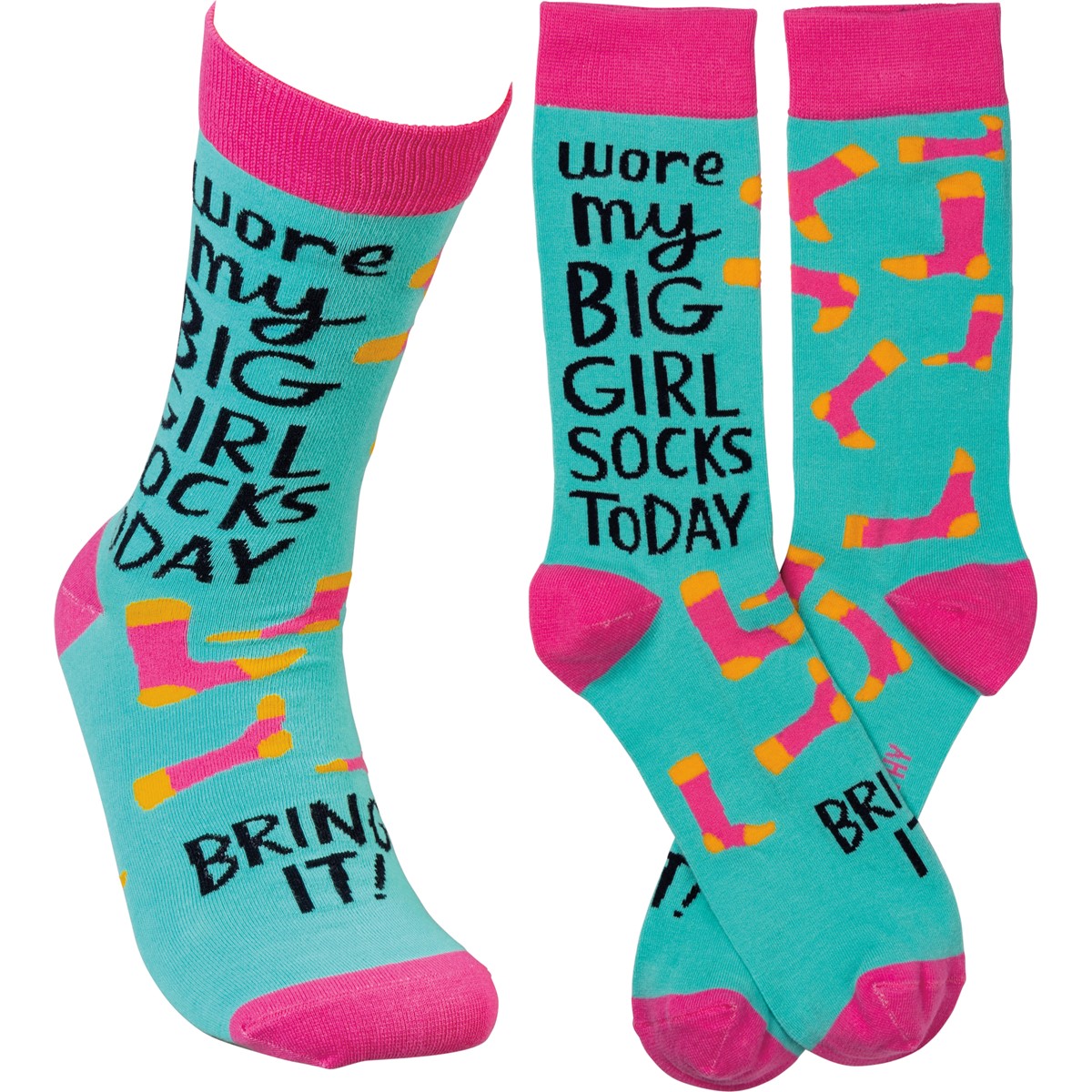 Socks - Wore My Big Girl Socks Today Bring It - One Size Fits Most - Cotton, Nylon, Spandex