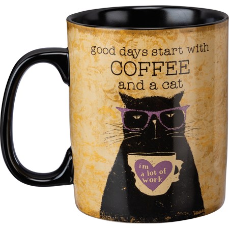 Mug - Good Days Start With Coffee And A Cat - 20 oz., 5.25" x 3.50" x 4.50" - Stoneware