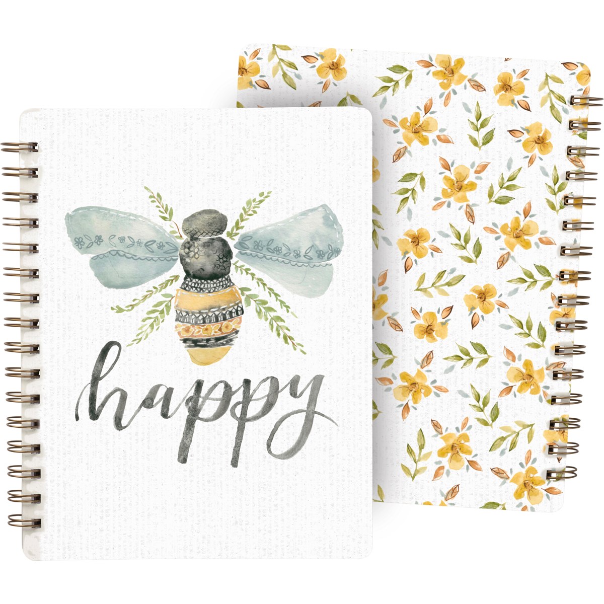 Spiral Notebook - Be Happy - 5.75" x 7.50" x 0.50" - Paper, Metal