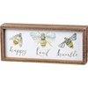 Inset Box Sign - Bees - 10" x 4.25" x 1.75" - Wood, Paper