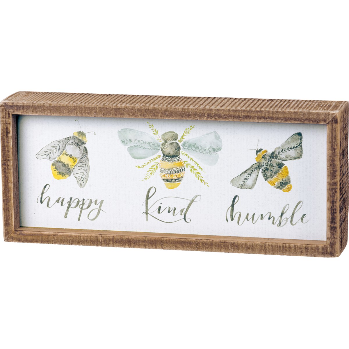Inset Box Sign - Bees - 10" x 4.25" x 1.75" - Wood, Paper