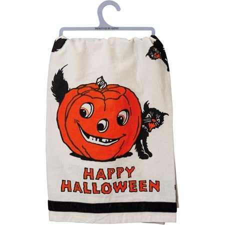 Kitchen Towel - Happy Halloween - 28" x 28" - Cotton, Velvet