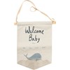Welcome Baby Blue Banner - Cotton, Wood