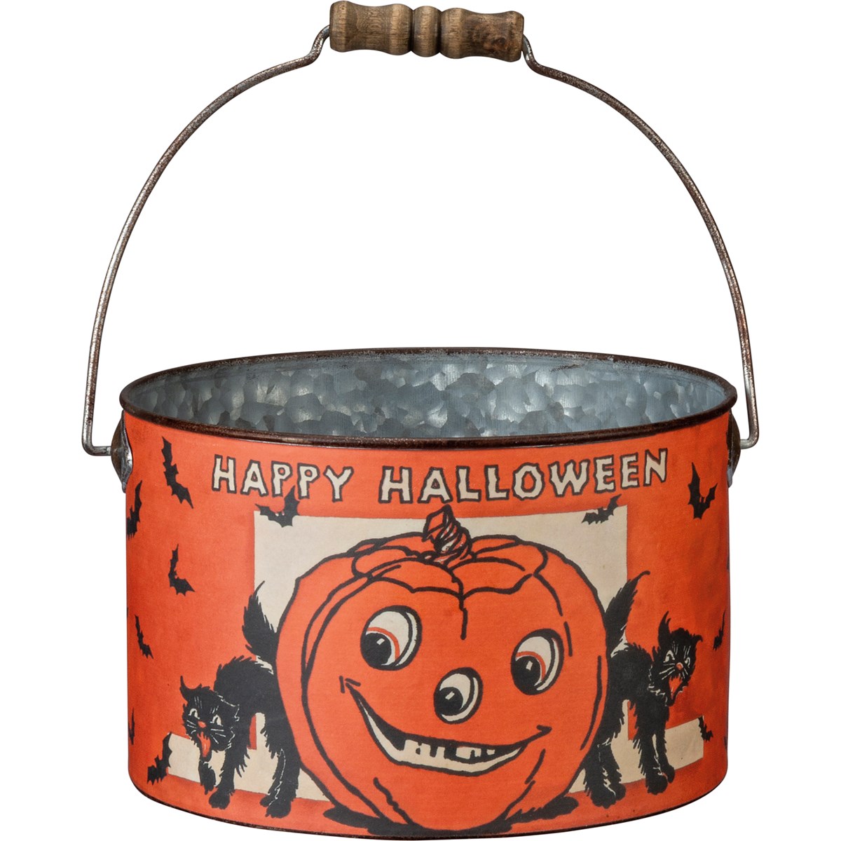 Happy Halloween Vintage Bucket Set - Metal, Paper, Wood