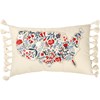 Floral USA Map Pillow - Cotton, Linen, Zipper