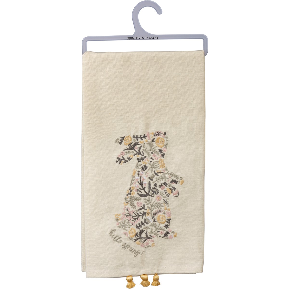 Hello Spring Floral Bunny Kitchen Towel - Cotton, Linen