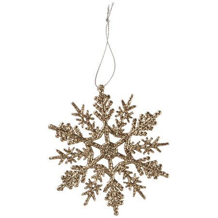 Ornament - Sm Snow Crystal - 3" x 3" - Plastic, Glitter, String