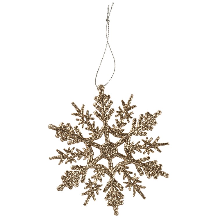Small Snow Crystal Ornament - Plastic, Glitter, String