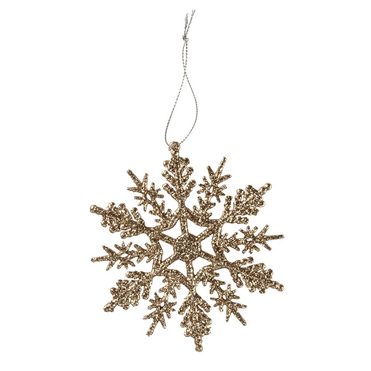 Large Snow Crystal Ornament - Plastic, Glitter, String
