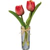Red Mini Tulip Vase - Glass, Plastic, Fabric, Wire
