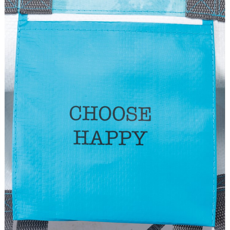 Market Tote - Choose Happy - 15.50" x 15.25" x 6" - Post-Consumer Material, Nylon
