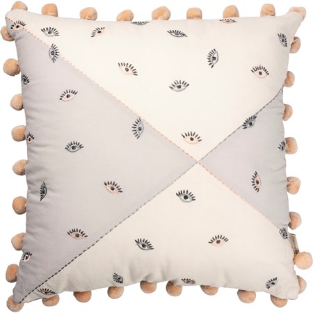 Pink And Blue Eyes Pillow - Cotton