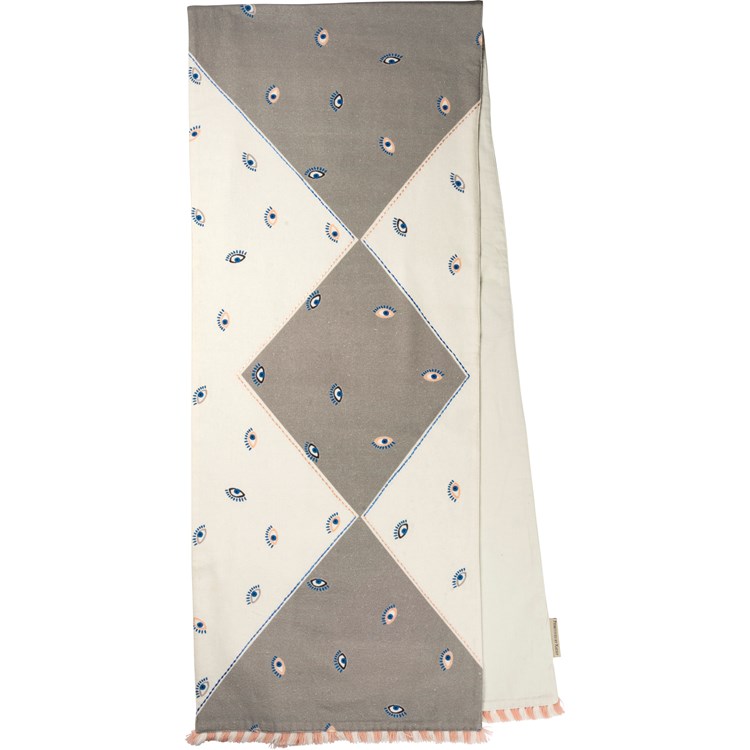 Pink And Blue Eyes Table Runner - Cotton