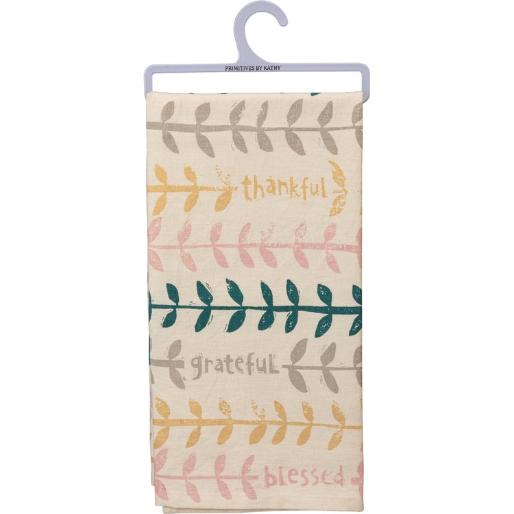 Kitchen Towel - Thankful Grateful Blessed - 20" x 26" - Cotton, Linen