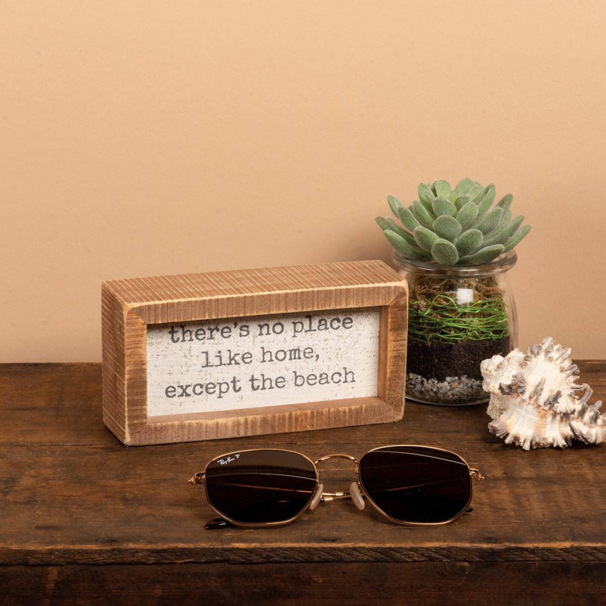 No Place Like The Beach Inset Box Sign - Wood