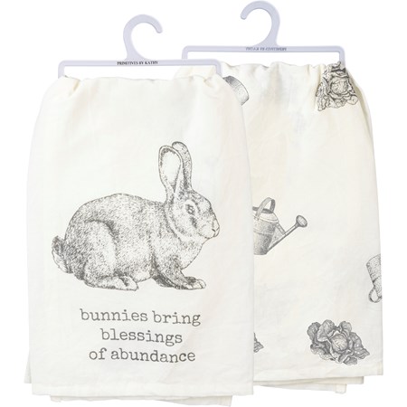 Kitchen Towel - Bunnies Bring Blessings Abundance - 28" x 28" - Cotton