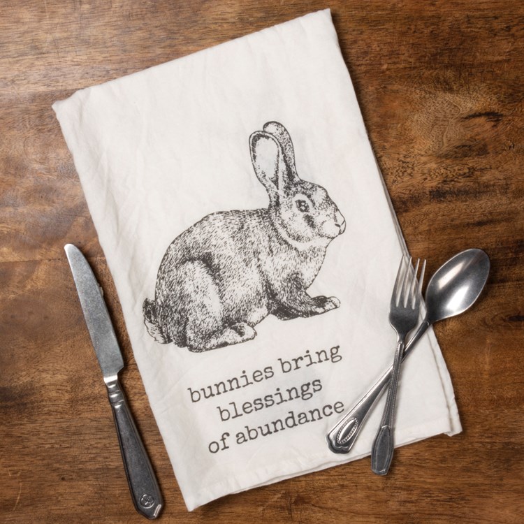 Bunnies Bring Blessings Abundance Kitchen Towel - Cotton