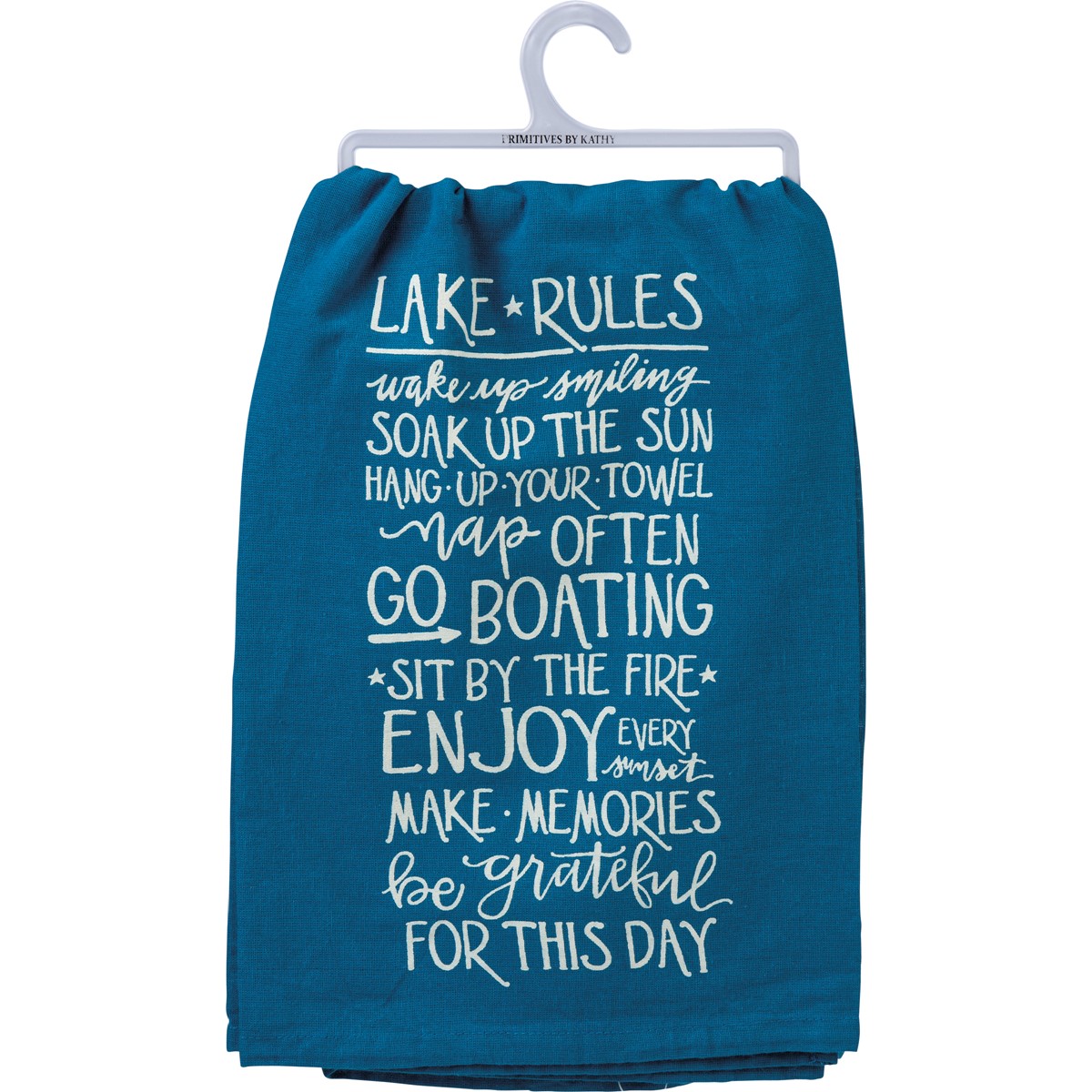 Lake Rules Wake Up Smiling Kitchen Towel - Cotton
