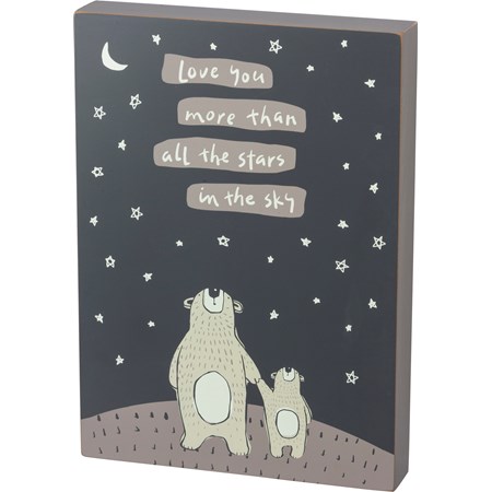 Box Sign - Love You More Than All The Stars - 10" x 14" x 1.75" - Wood