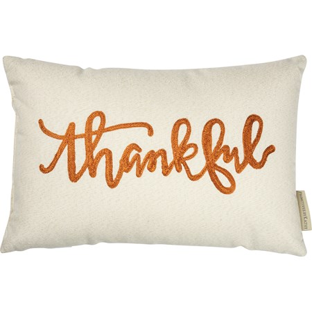 Thankful Embroidered Pillow - Cotton, Zipper