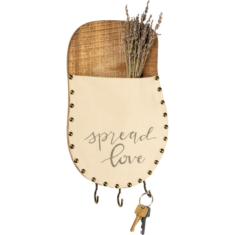 Spread Love Wall Pocket - Wood, Canvas, Metal