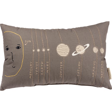 Pillow - Solar System - 19" x 12" - Cotton, Linen, Zipper