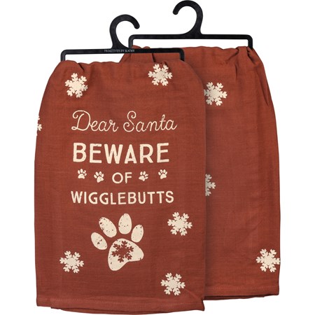 Kitchen Towel - Dear Santa Beware Of Wigglebutts - 28" x 28" - Cotton