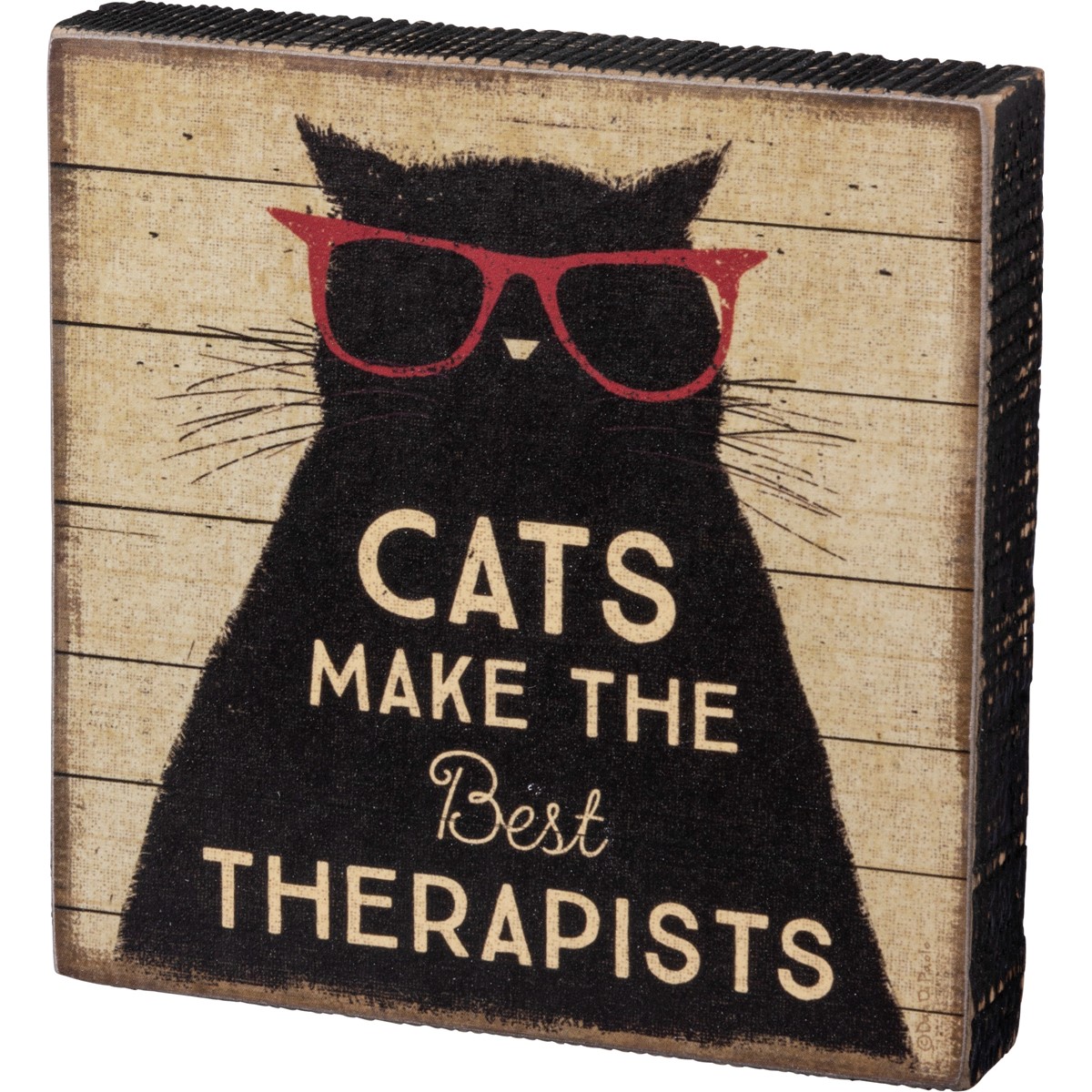Cats Make The Best Therapists Block Sign - Wood, Paper