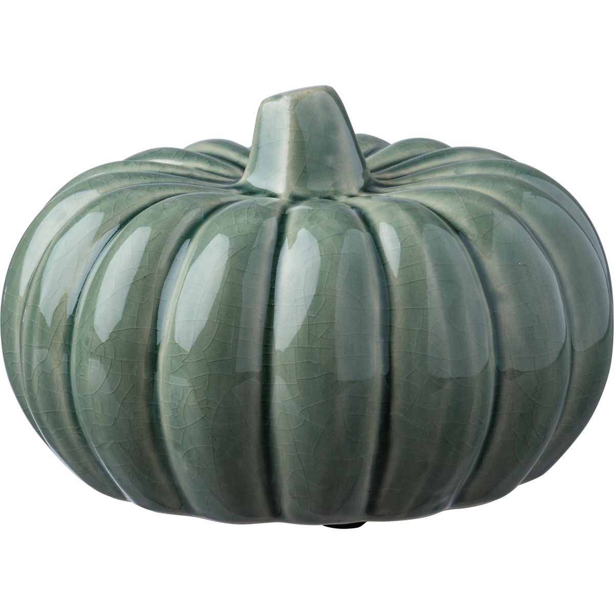 Medium Green Ceramic Pumpkin - Ceramic