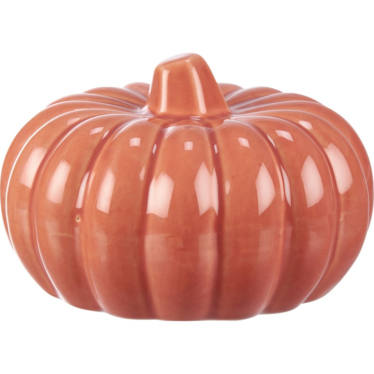 Orange Ceramic Medium Pumpkin - Ceramic