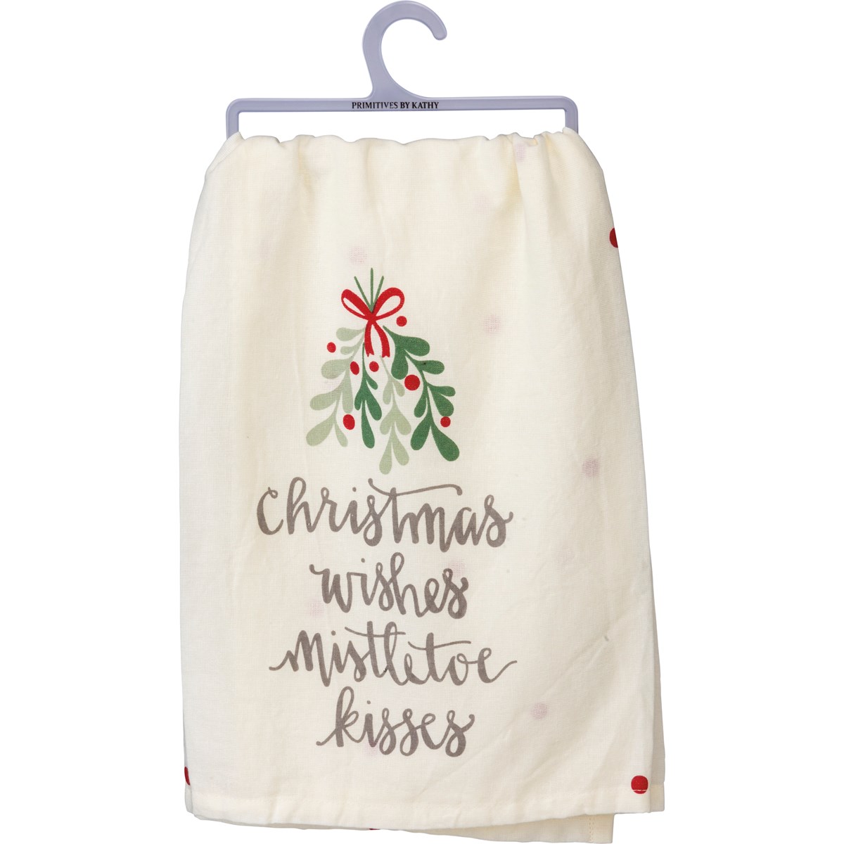 Christmas Wishes Mistletoe Kisses Kitchen Towel - Cotton