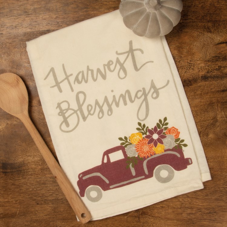 Red Truck Harvest Blessings Kitchen Towel - Cotton
