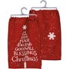 Love Peace Blessings Christmas Kitchen Towel - Cotton