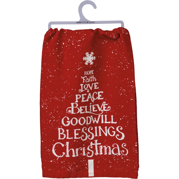 Love Peace Blessings Christmas Kitchen Towel - Cotton