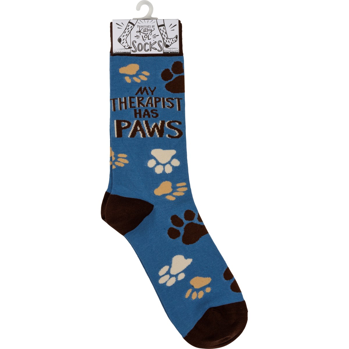 Socks - My Therapist Has Paws - One Size Fits Most - Cotton, Nylon, Spandex