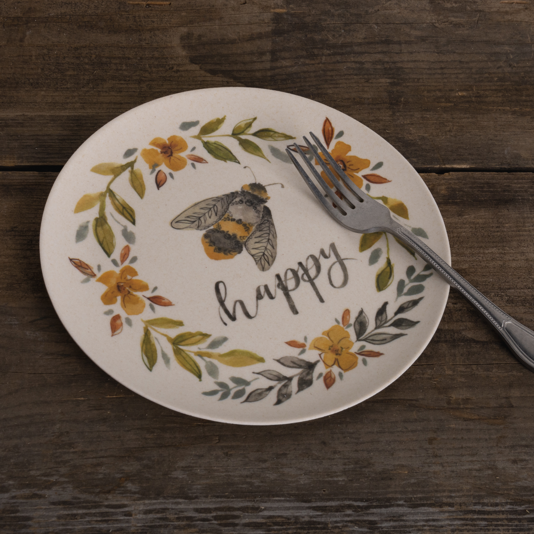 Bee Happy Plate Sm Primitives By Kathy