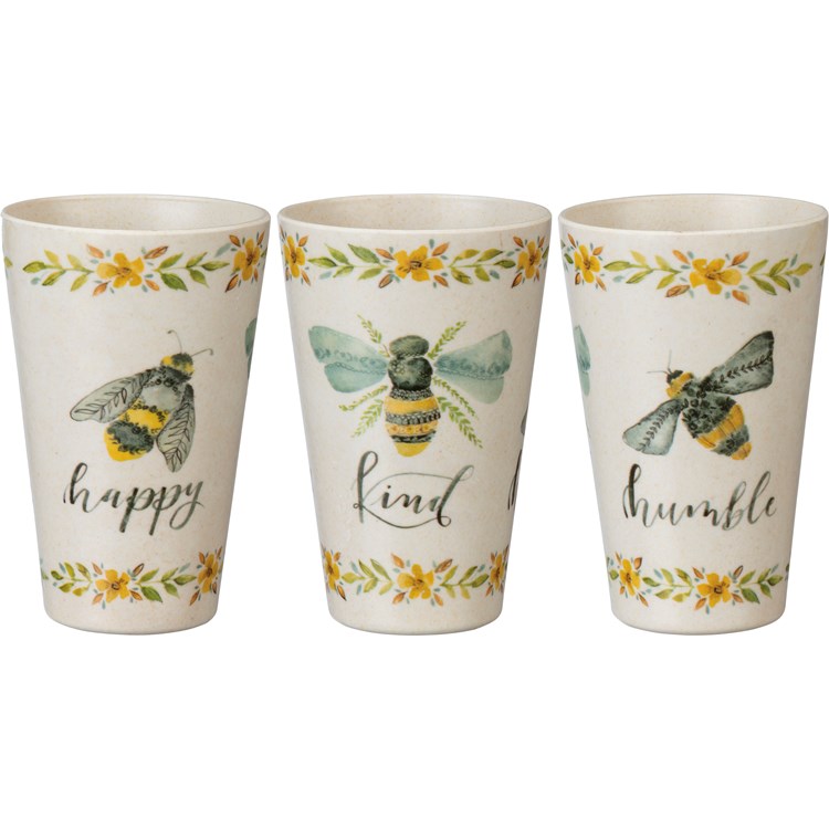 Bee Happy Kind Humble Cup - Bamboo Fiber, Melamine