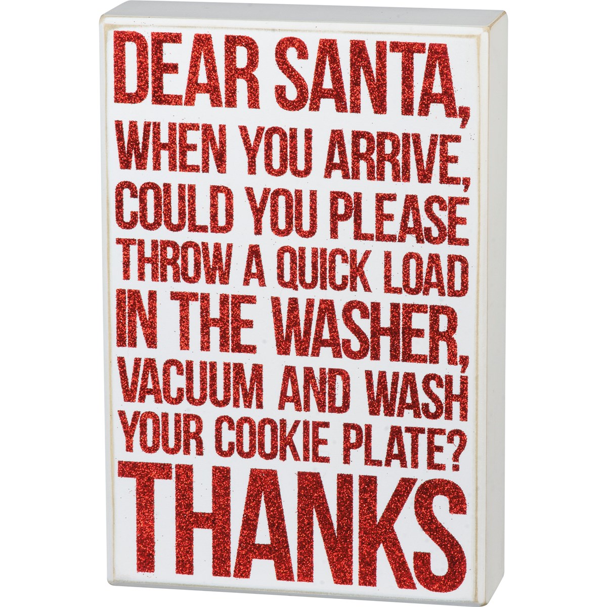 Dear Santa When You Arrive Box Sign - Wood, Glitter