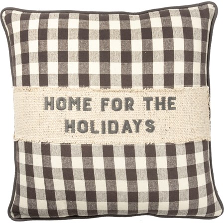Pillow - Home For The Holidays - 10" x 10" - Cotton, Zipper