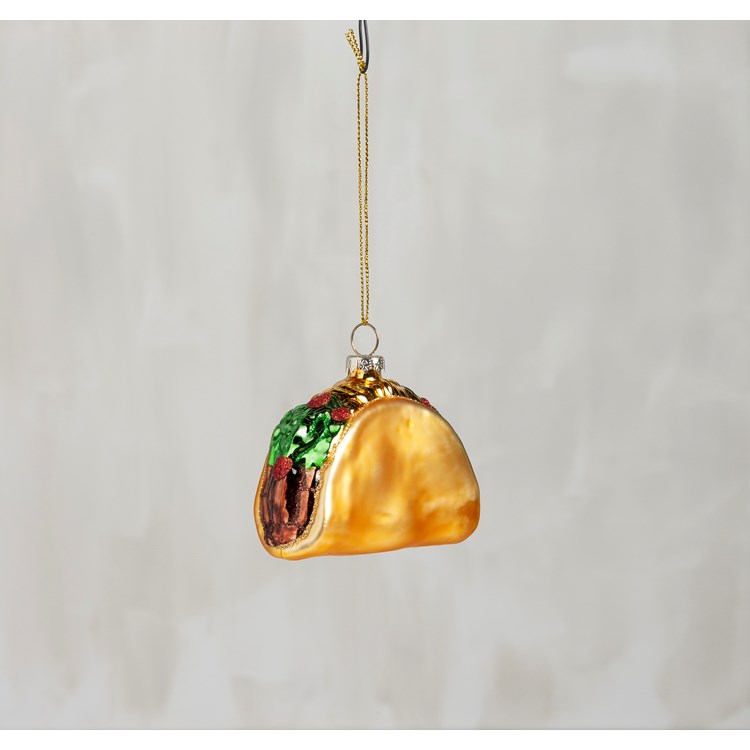 Taco Glass Ornament - Glass, Metal, Glitter