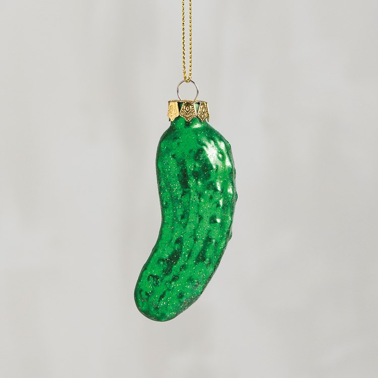 Pickle Glass Ornament - Glass, Metal, Glitter