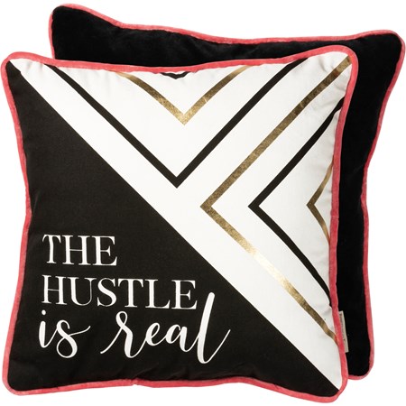 The Hustle Is Real Pillow - Cotton, Velvet