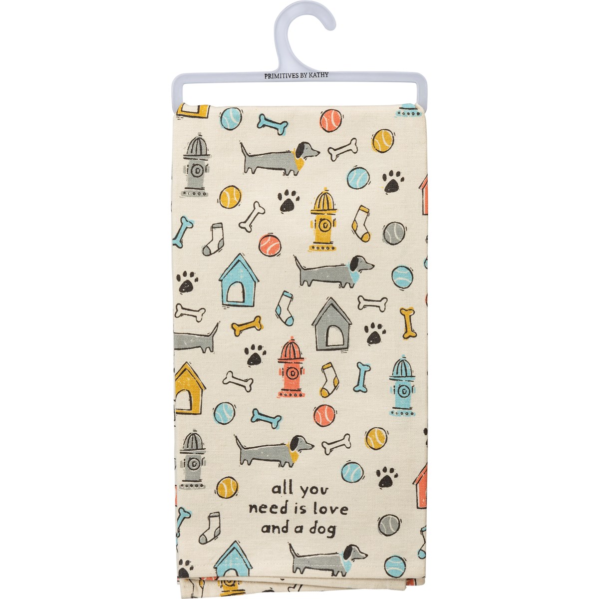 Love And A Dog Kitchen Towel - Cotton, Linen