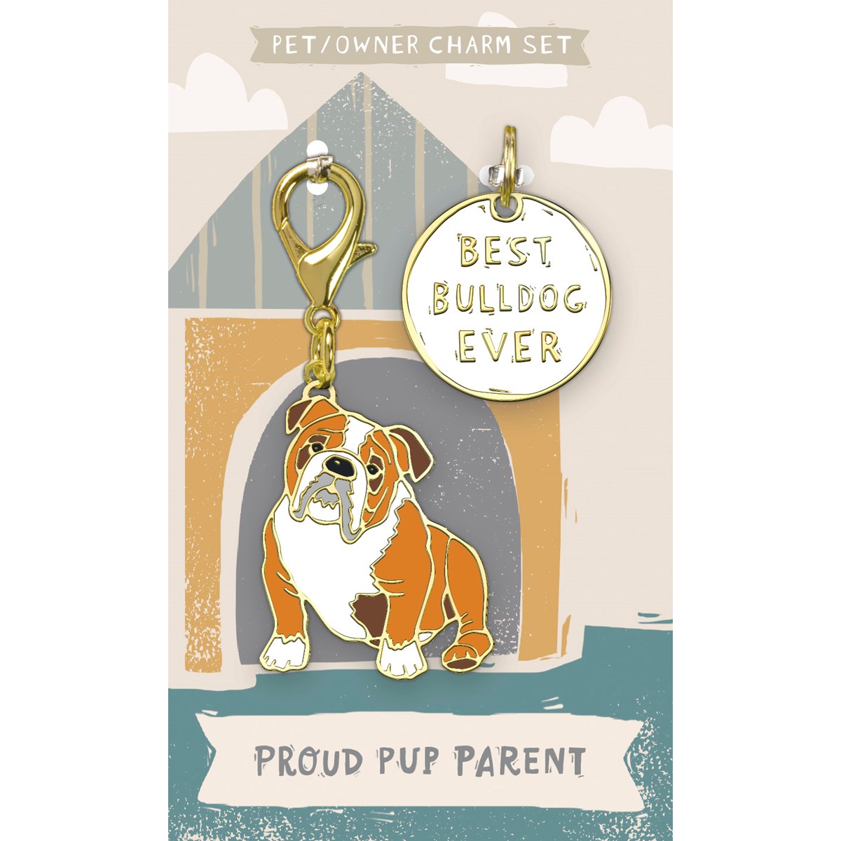 Best Bulldog Ever Charm Set - Metal, Enamel, Paper